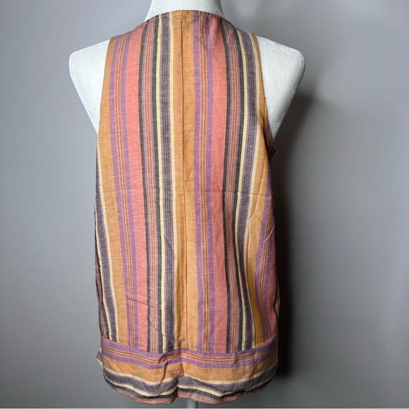 Drew Anthropologie Linen Cotton Blend Agave Rainbow Stripe Tank Top Small - Picture 3 of 9